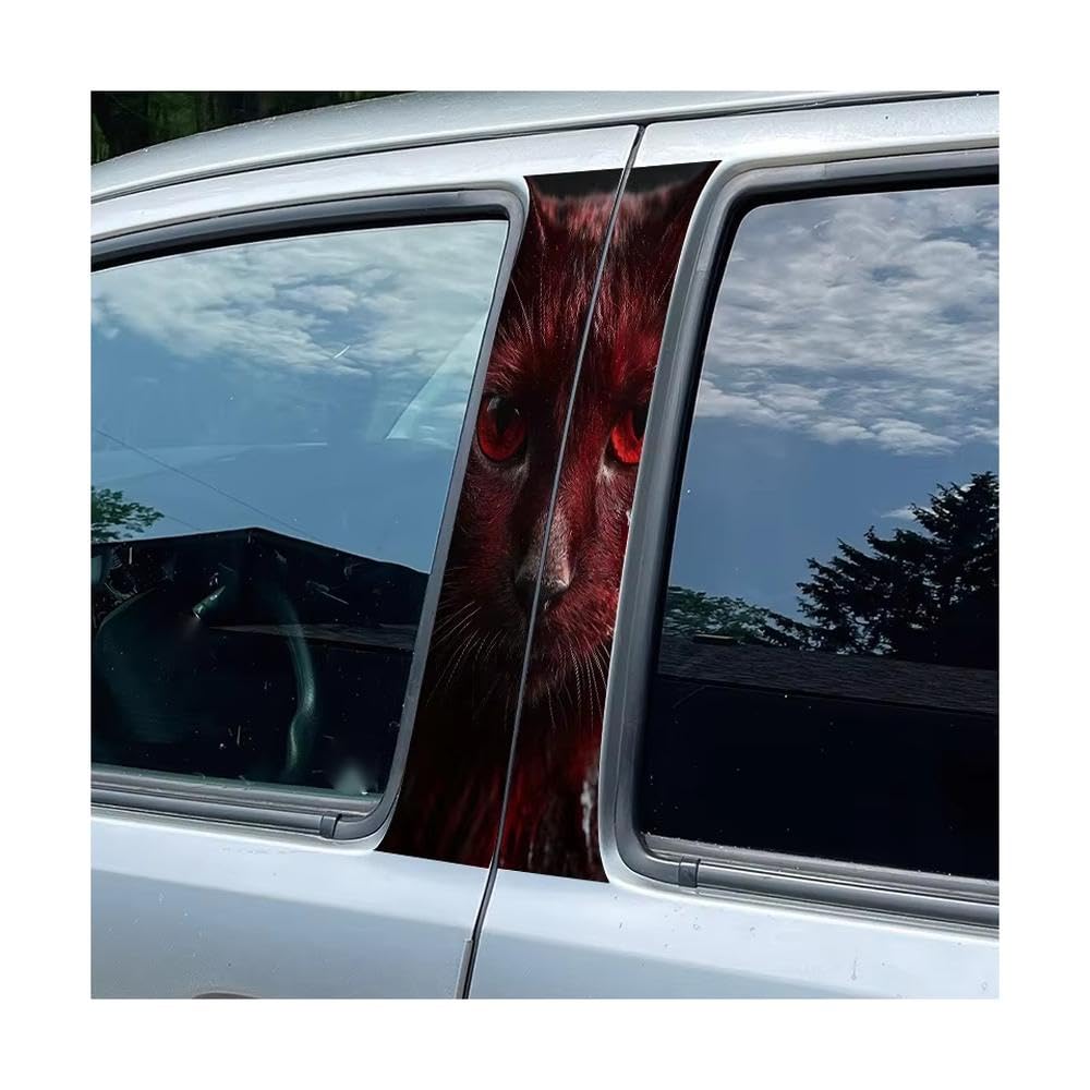 Auto Accessory Car Center Pillar Window Blood-Eyed Black Cat Glossy Protective Polyethylene Film