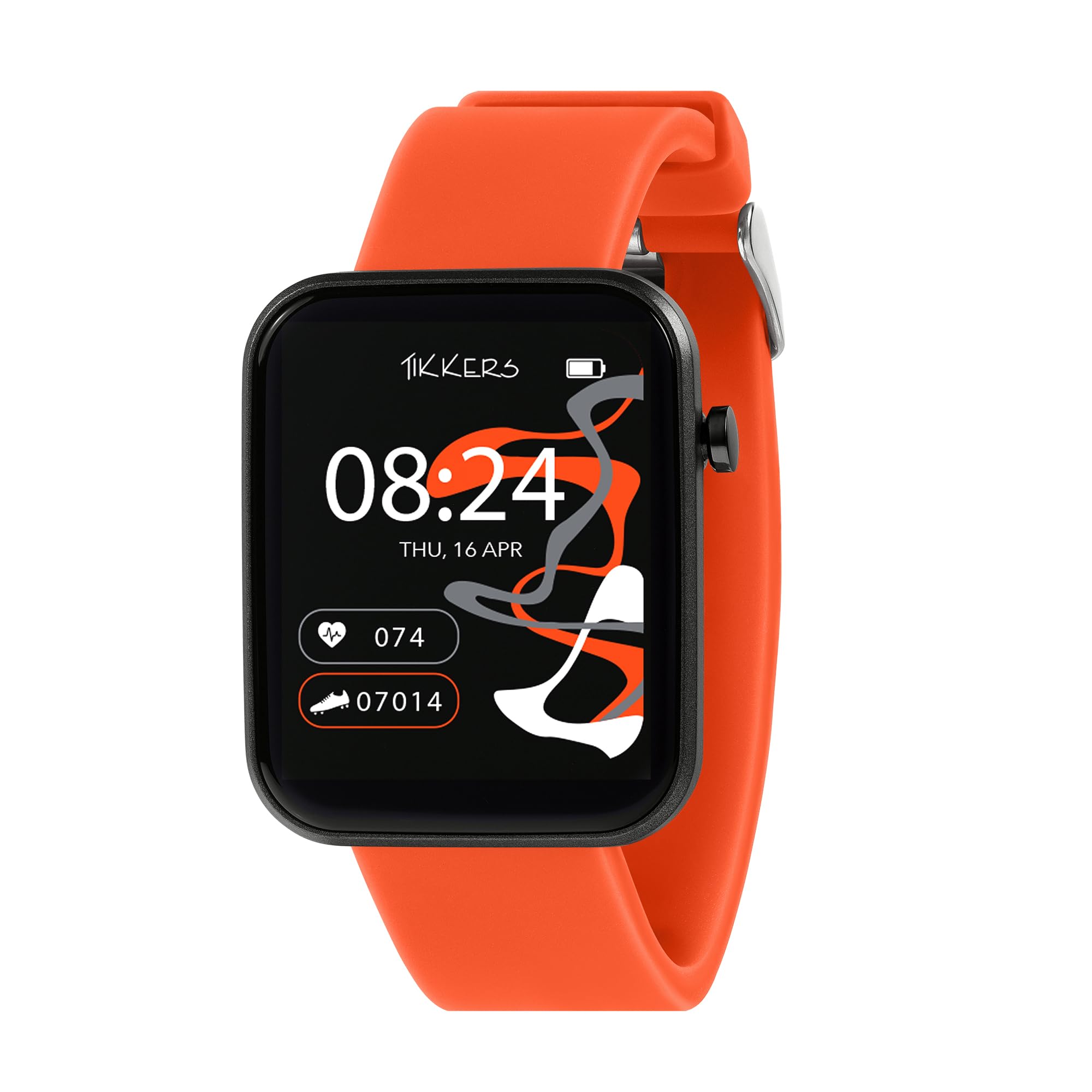 Tikkers Kids Series 13 Smart Watch con Fitness Tracker, sveglia, fotocamera, connessione GPS, cardiofrequenzimetro, contapassi, touch screen, cinturino in silicone arancione, Arancione, misura unica
