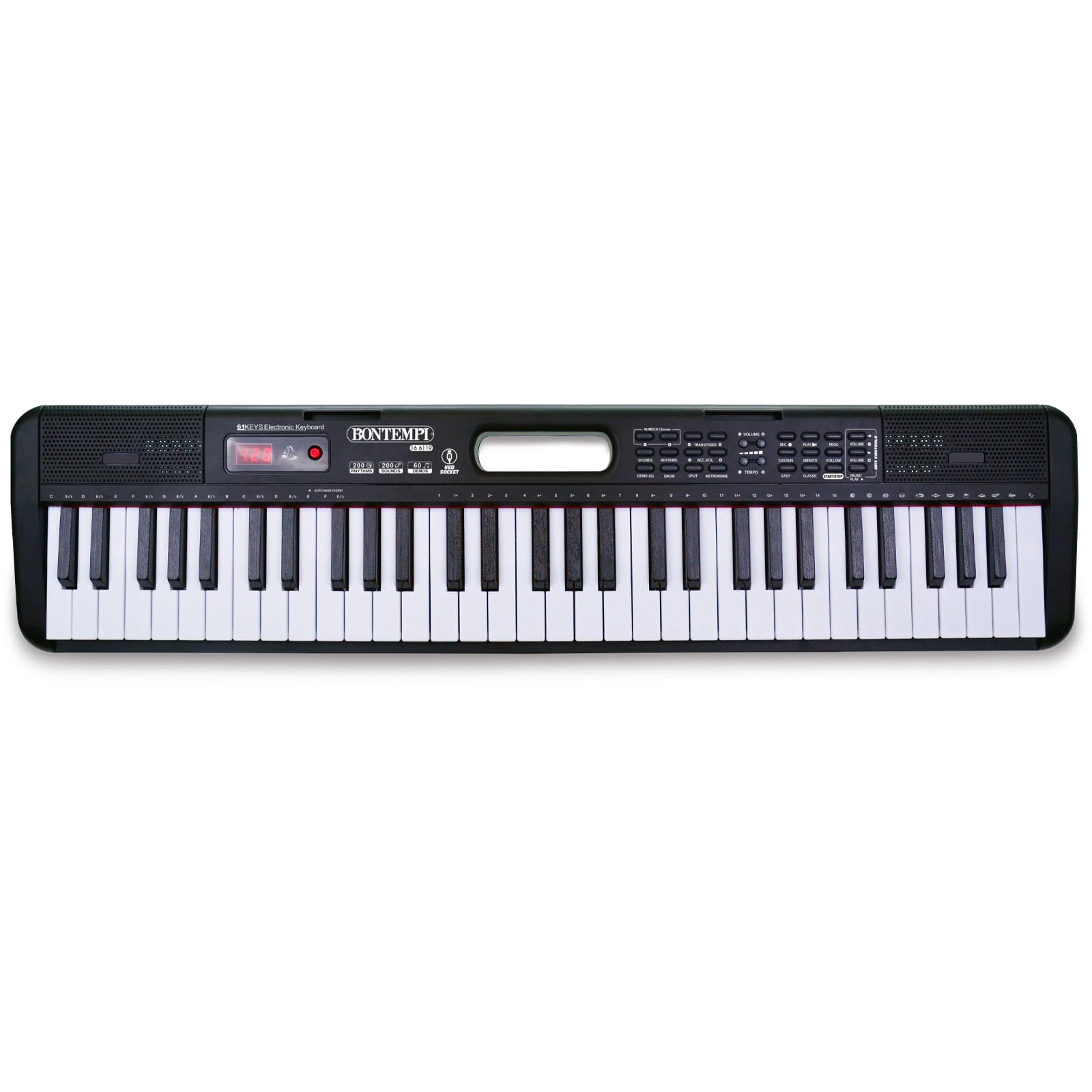 Bontempi | HarmonyKeys - Professionelle Digitaltastatur, 61 Tasten mit USB-Anschluss und DC/USB-Stromkabel für perfekte Harmonie, 910x215x90 mm