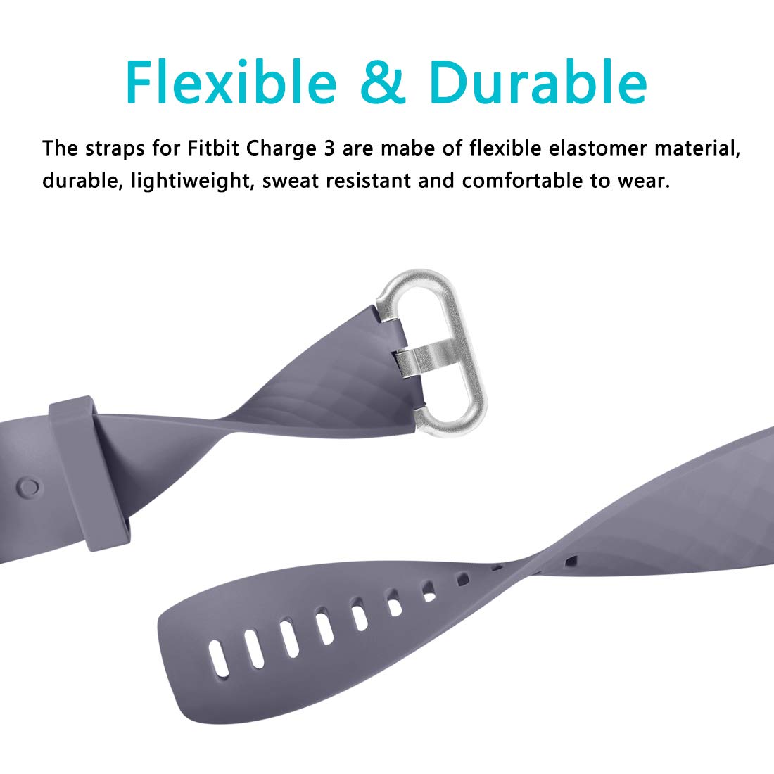 Faliogo 2 Pack Replacement Bands Compatible with Fitbit Charge 3 Bracelet/Fitbit Charge 4 Bracelet - Image 4