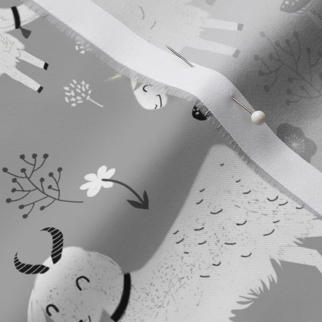 Spoonflower Fabric - Goats Gray Farm Animal Black White Neutral Monochrome Animals Cute Printed on Organic Cotton Sateen Fabric by The Yard - Sewing Quilting Apparel Home Decor