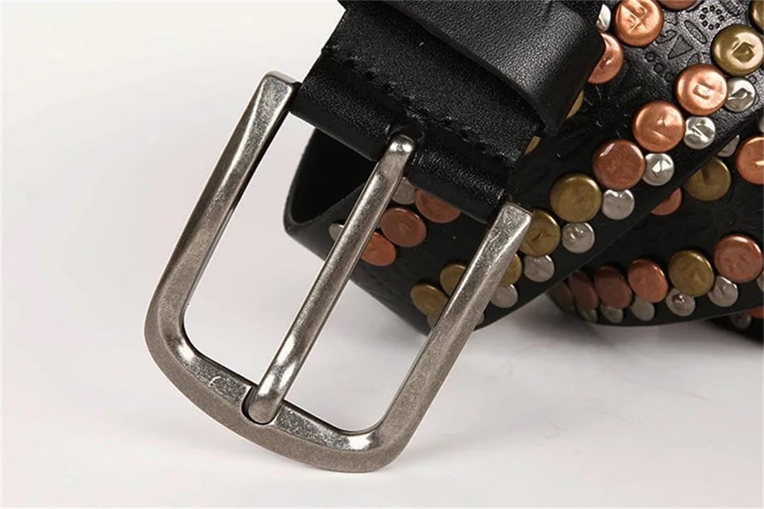 Cintura da donna punk rotonda rivetto cintura in pelle fibbia fibbia cintura unisex moda