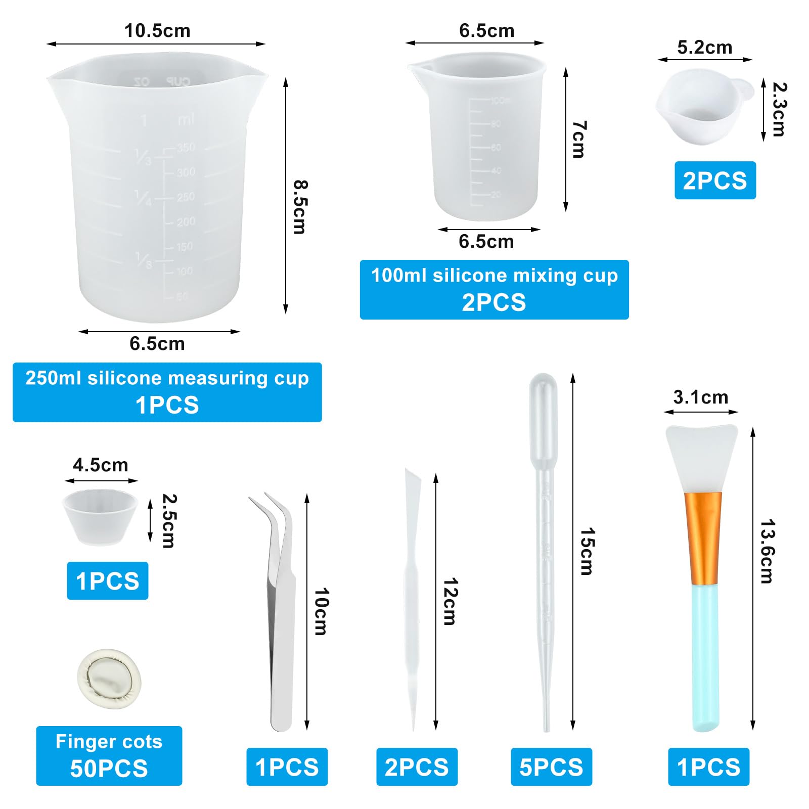 Kit 36 Pezzi Per Resina - Misurini Silicone, Pipette E Bastoncini