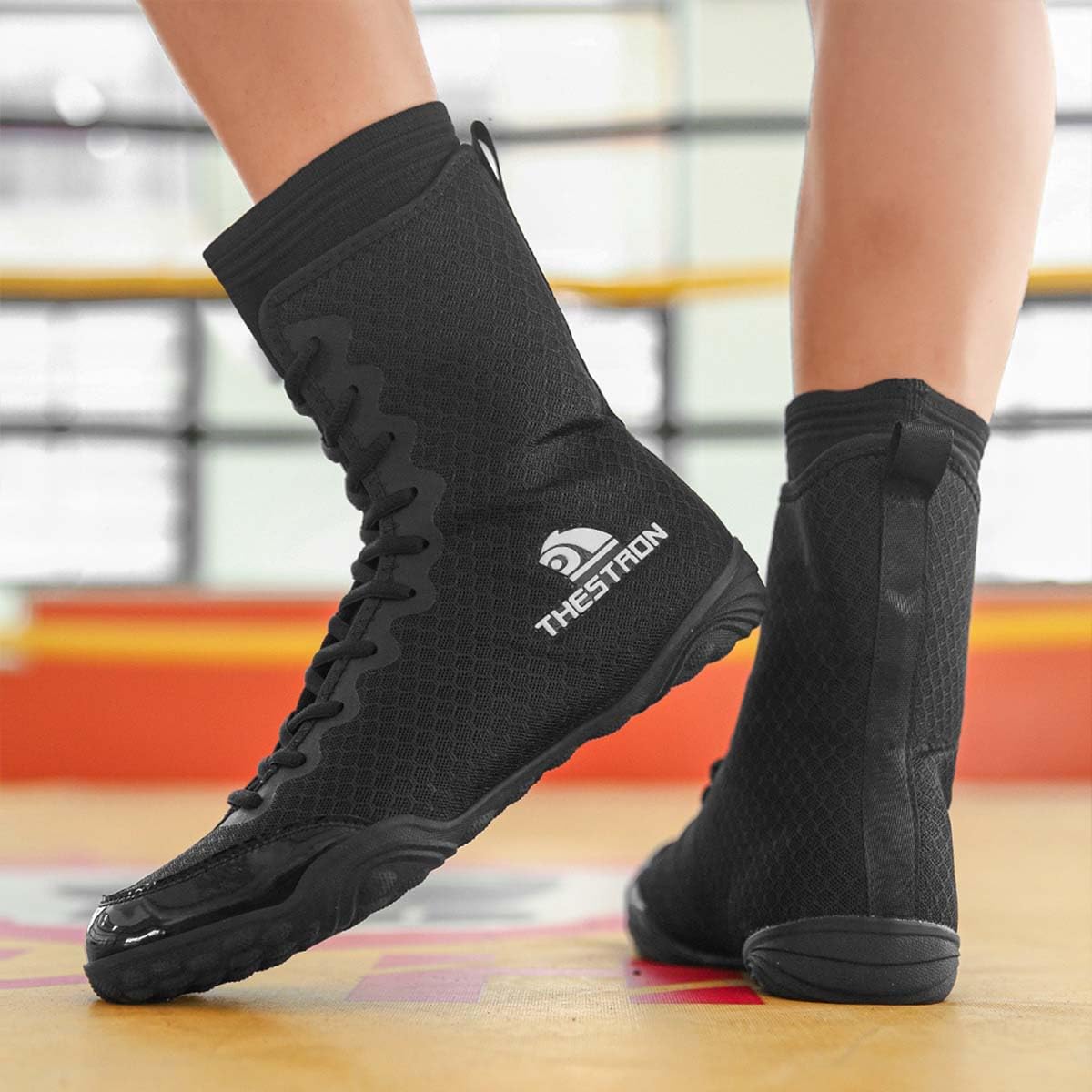 SDEQA Zapatillas Boxeo Hombre, Zapatos de Entrenamiento Lucha Libre Respirable Antideslizante,Ligero para Deportes,Combate,Wrestling,Fitness,Marciales