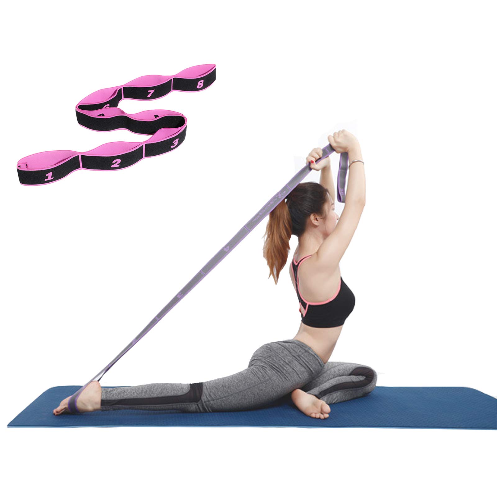 Yoga Stretch Strap, Exercise Strap, Multi Loops Adjustable Exercise Band for Yoga Pilates Dance and Gymnastics, Kids Dancing Assistance and Rehabilitation