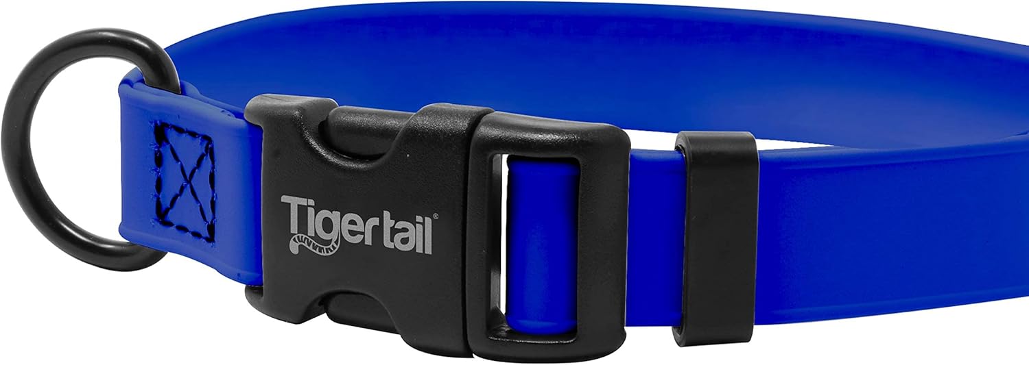 Tiger Tail Small Indigo Dog Collar | Waterproof and Odor-Proof for Active Pets | Durable, Anti-Mat, and Lightweight Design | Made with Premium Coated Nylon | Suitable for Small Breed Dogs