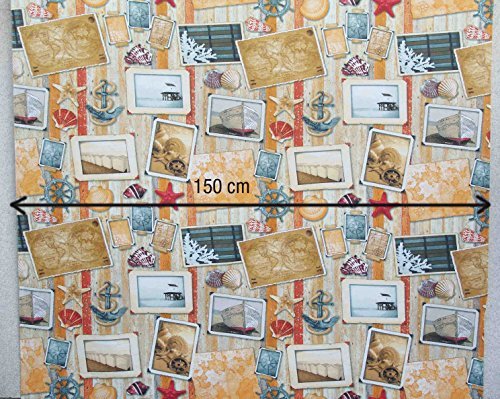 E+ N DEKO Fabric maritimmotive, Width x Length: 140cm x 1m, Cotton