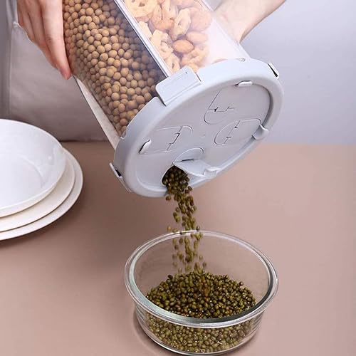 Miniatura 4 de Dispensador de cereales de cocina de plástico de 4 rejillas, caja de almacenamiento de harina y granos, tarro de alimentos secos, recipiente sellado