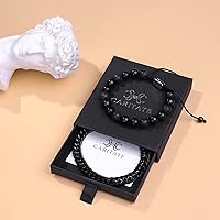 Vista 72 de Black Beaded Bracelets for Men Boys: 6mm Obsidian Onyx Lava Beads Mens Bracelet Set Mens Jewelry - Cool Anniversary Valentines Fathers Birthday