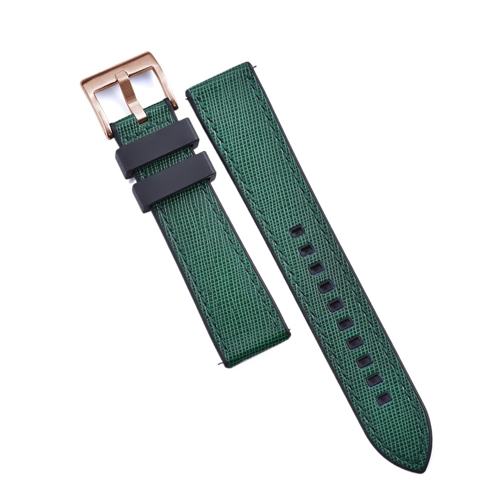 Sangle de sport hybride en caoutchouc et cuir – Noyau résistant à la transpiration, libération rapide 20/22 mm