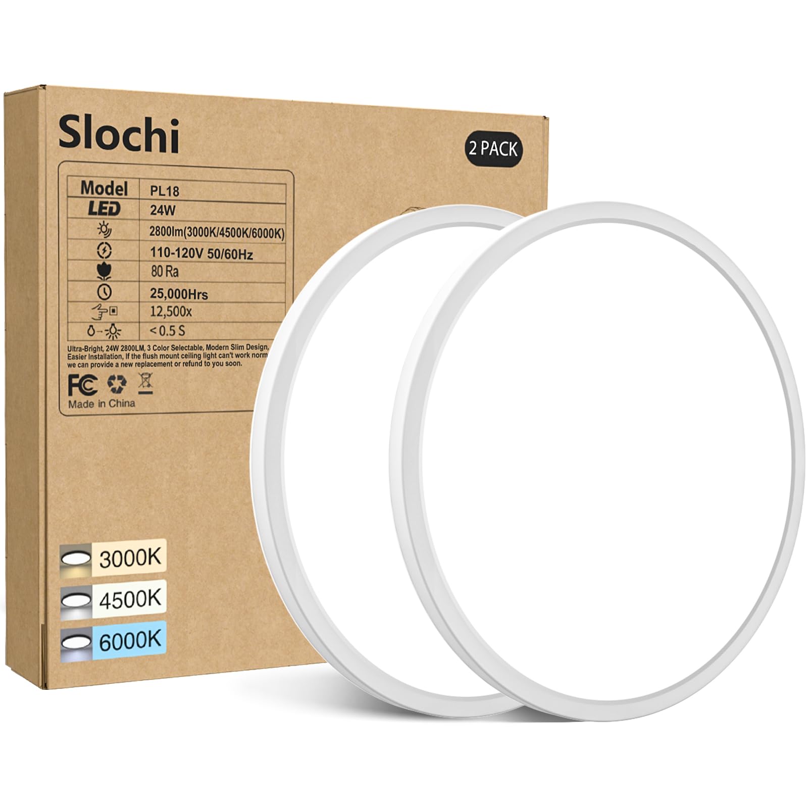 slochi 12-Inch LED Flush Mount Ceiling Light Fixture