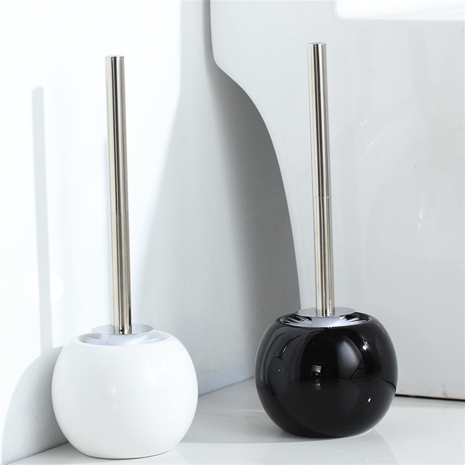 Keramik Toilettenbürste Set mit Halter Badezimmer Reinigungsset Schwarz und Weiß Toilettenbürste und Pinzette für effektive Badhygiene und Reinigungsbedarf