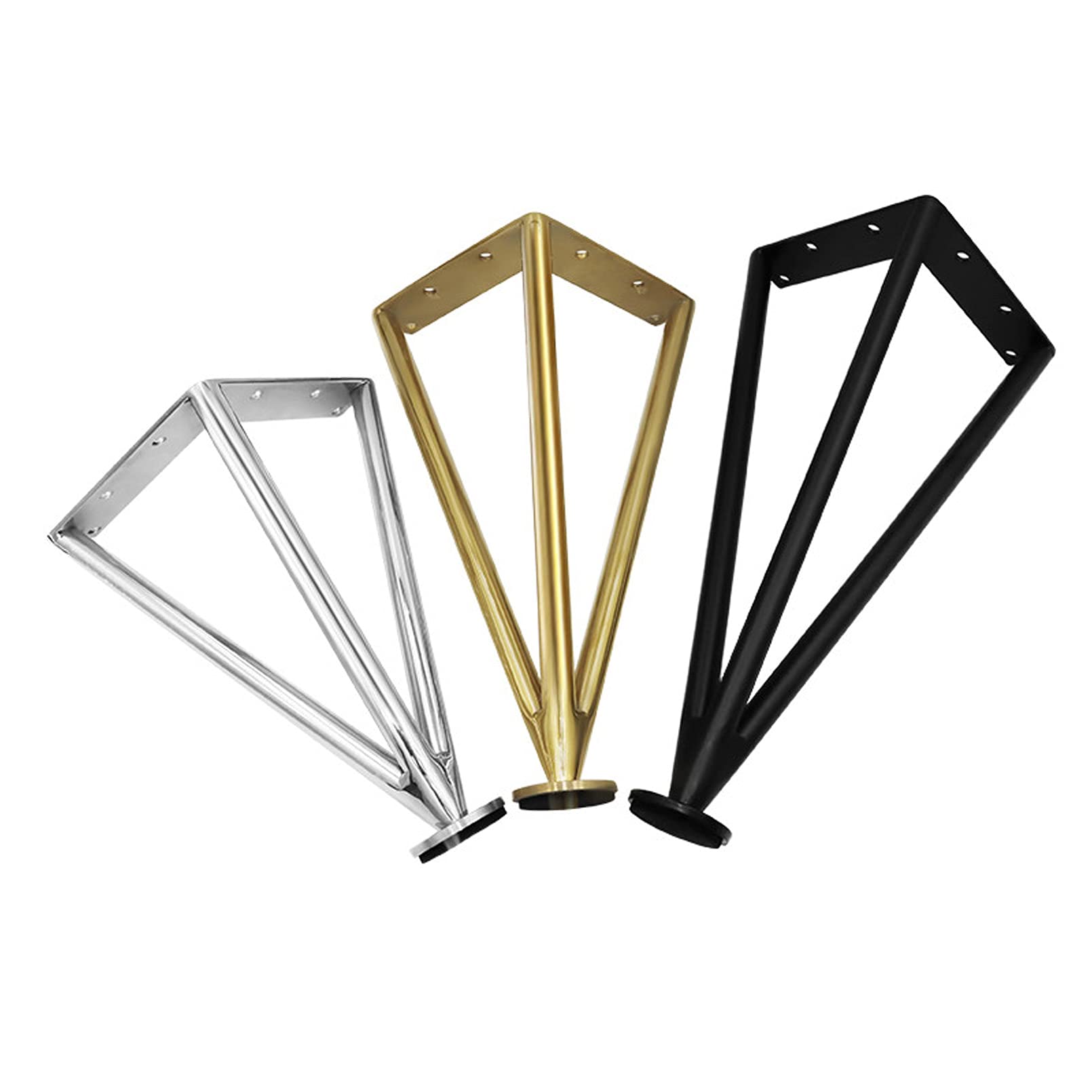 4 Regolabili Piedini per Mobili,Gambe per Tavolo in Metallo,Piedi per Divano,Piede a Forcina,Gamba per Mobili Sostituibili a Triangolo in Acciaio Inox,Regolabile 0-15 mm,Argento (25cm/9.84in)