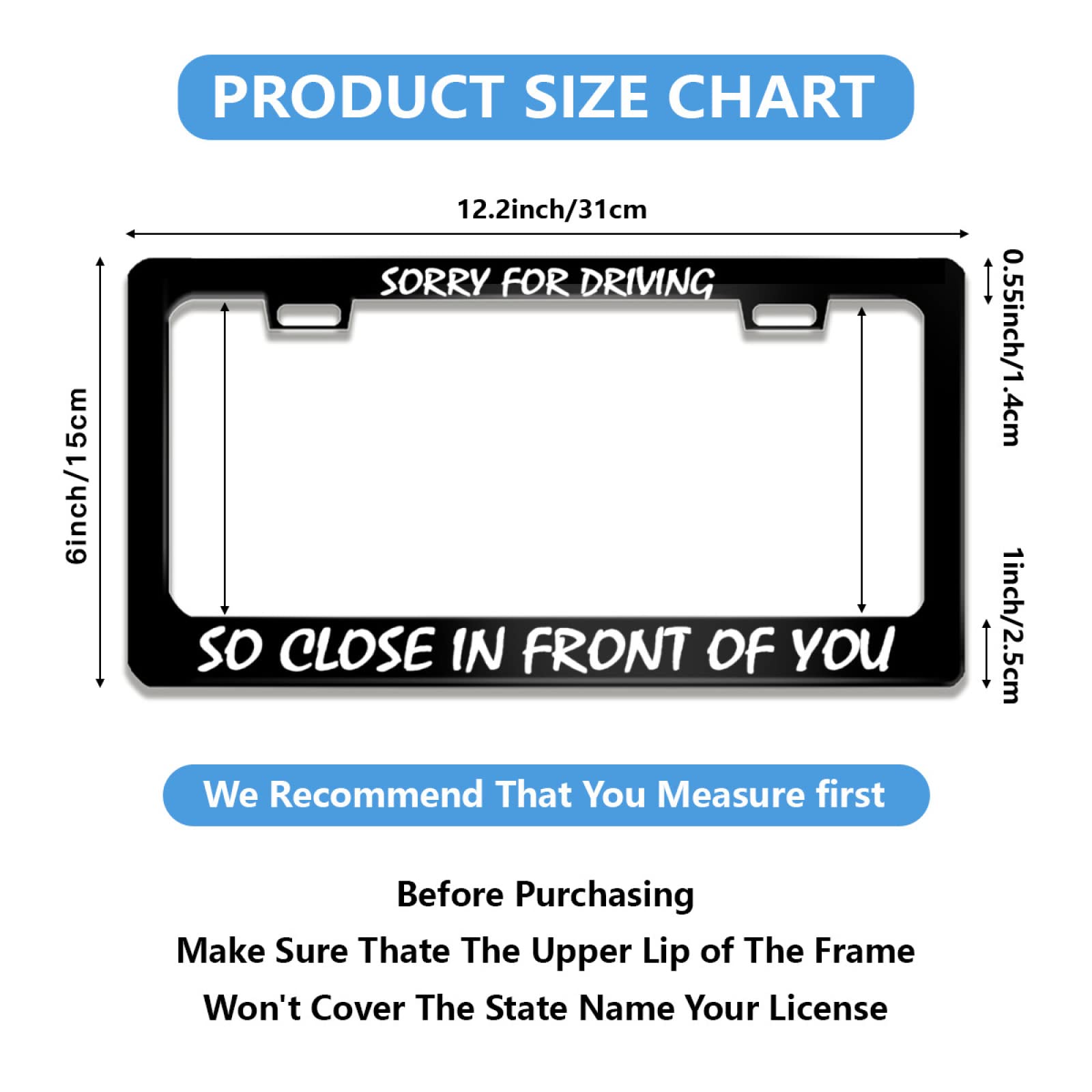 Custom License Plate Frame - Personalized Aluminum Car Tag Holder With Your Text