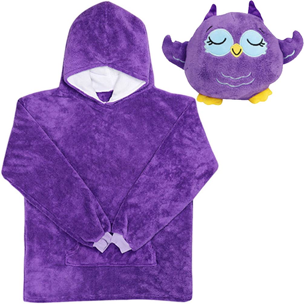 Oversized Hoodie for Boys Girls - 2-in-1 Animal Snuggle Blanket Hoodies - Pets Blanket Hoodie Sweatshirt Pullover Jumper Pajama with Giant Pocket