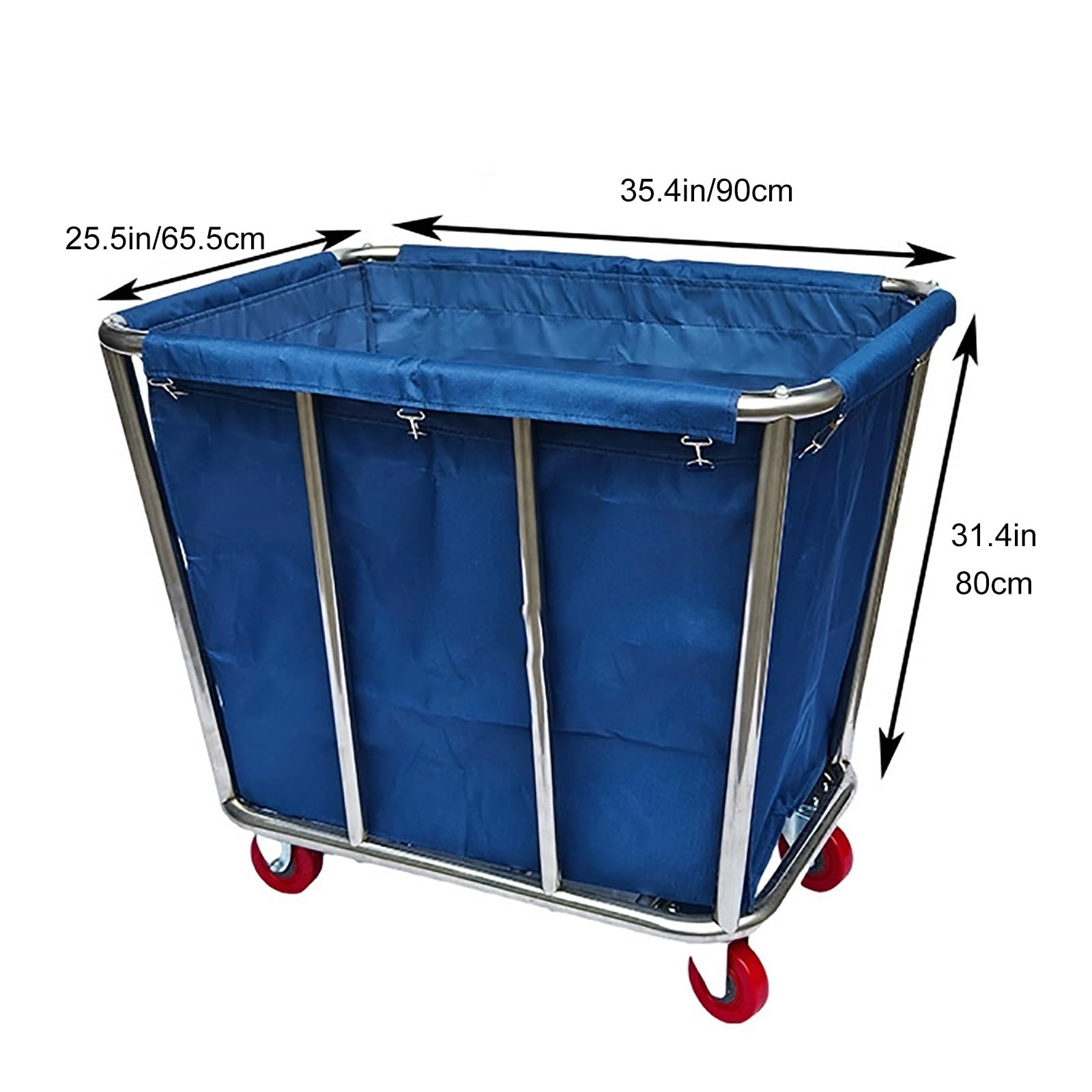 Commercial Laundry Cart with Wheels, Heavy Duty Rolling Laundry Basket, Laundry Trolley with Oxford Bag and Reinforced Steel Frame(Brown)