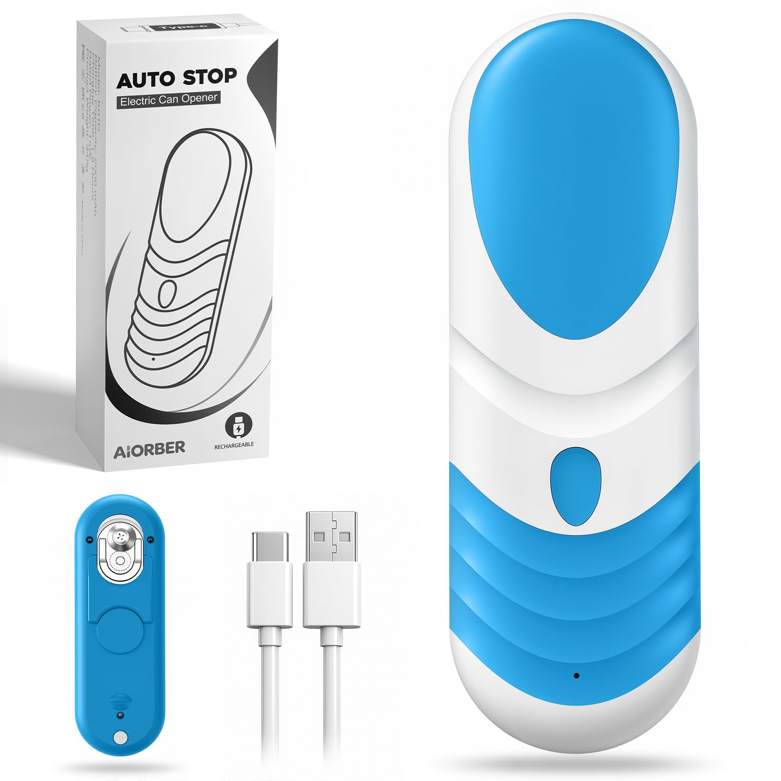 Apriscatole elettrico ricaricabile per anziani con artrite, funzionamento a batteria, funzionamento automatico one-touch, automatico, a mani libere, con bordo liscio