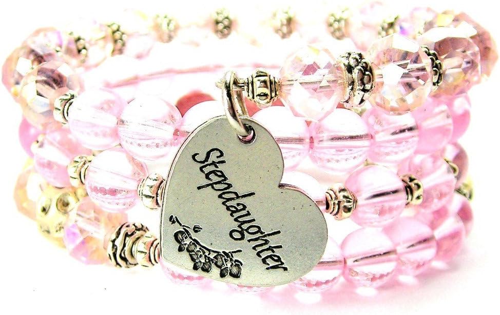 ChubbyChicoCharms Stepdaughter Heart Multi Wrap Charm Bracelet in Rose Pink
