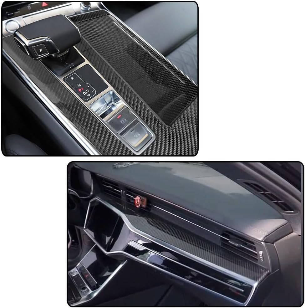 Dry Carbon Fiber Interior Console Dashboard Trim Compatible with Audi A6 C8 A7 2021-2025 Interior Door Panel Trim Interior Parts Factory Outlet LHD(8PCS)