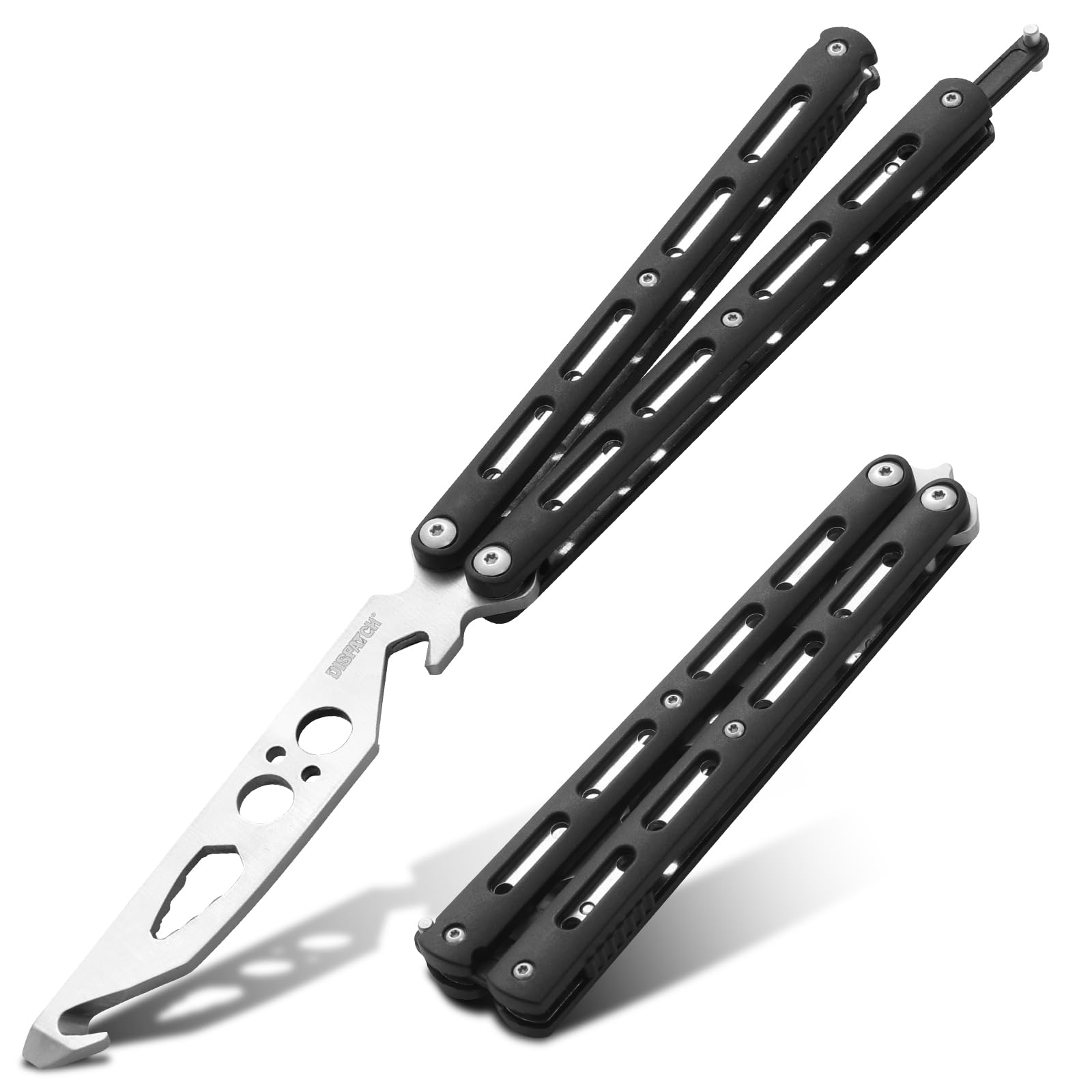 Dispatch Practice Butterfly Knife Trainer Unsharpened Balisong with Stainless Steel Dull Blade, Durable ABS Handle & Lock Latch | EDC Flipping,