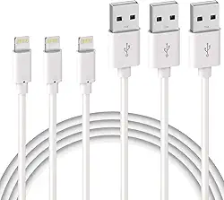 Quntis Cabo iPhone 2m [Certificado MFi], Kit 3 Cabo USB A para Lightning, Cabo de Carregamento Rápido Compatível com iPhone 14 13 12 11 Pro Max X 8 7 6 Plus SE iPad Airpods, Branco