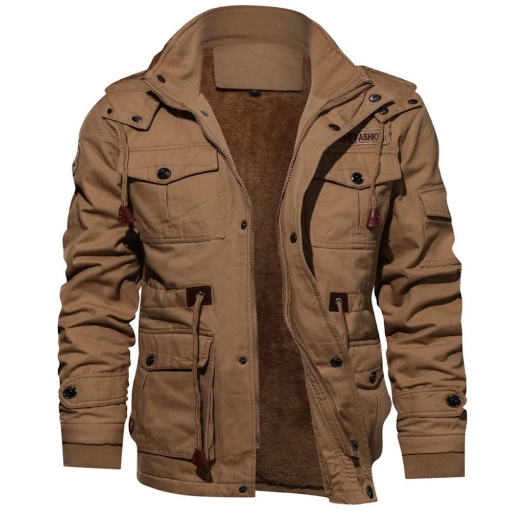 Chaquetas Cargo de Polar Hombre Chaqueta Aviador Militar de Algodón Abrigo Cortavientos Invierno Grueso y Caliente