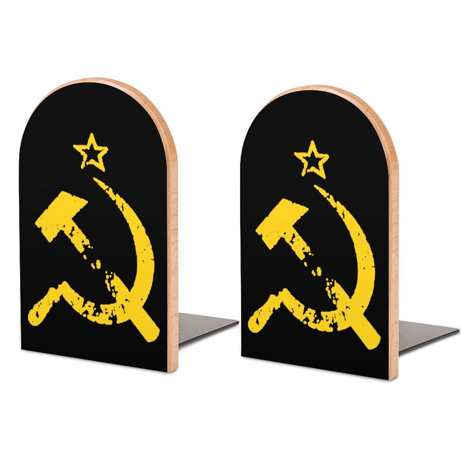 Nclqvjxzkhw Style Russian Soviet Flag Hammer And Sickle Book Ends For Shelves Bookends Bookshelf Holder Stand Books Stopper Home Office Decor