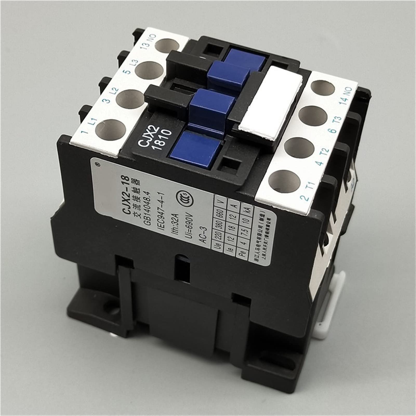 Contacteur de puissance triphasé CJX2-1810 LC1 18A 3P+NO bobine AC 12V sur rail DIN