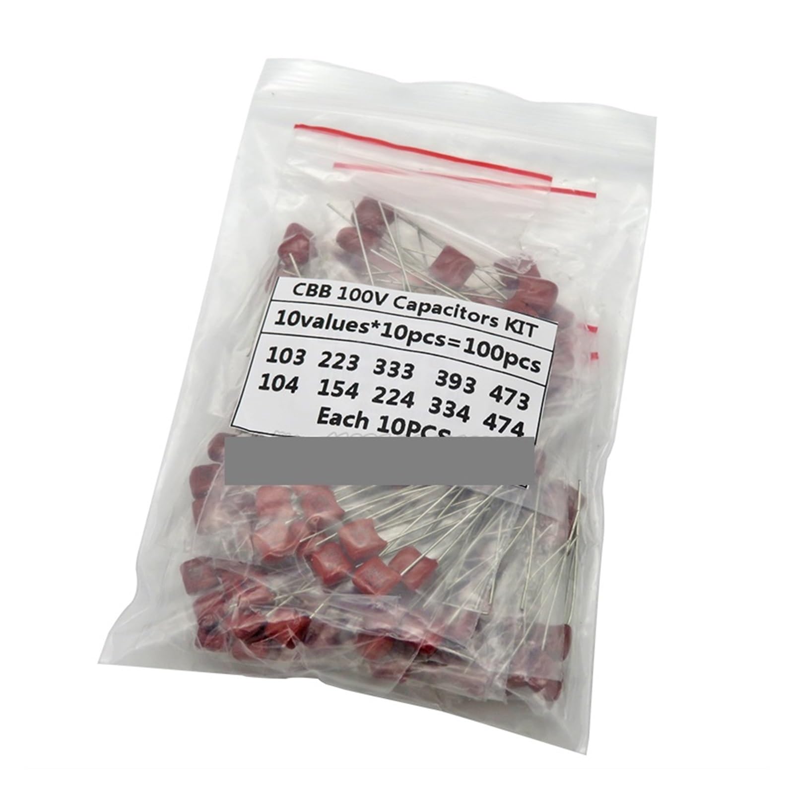 ICXLPMC KIT 100PC=10value*10PCS Metallized Polyester Film Capacitors CBB Assortment Kit 100V 10nF ~ 470nF