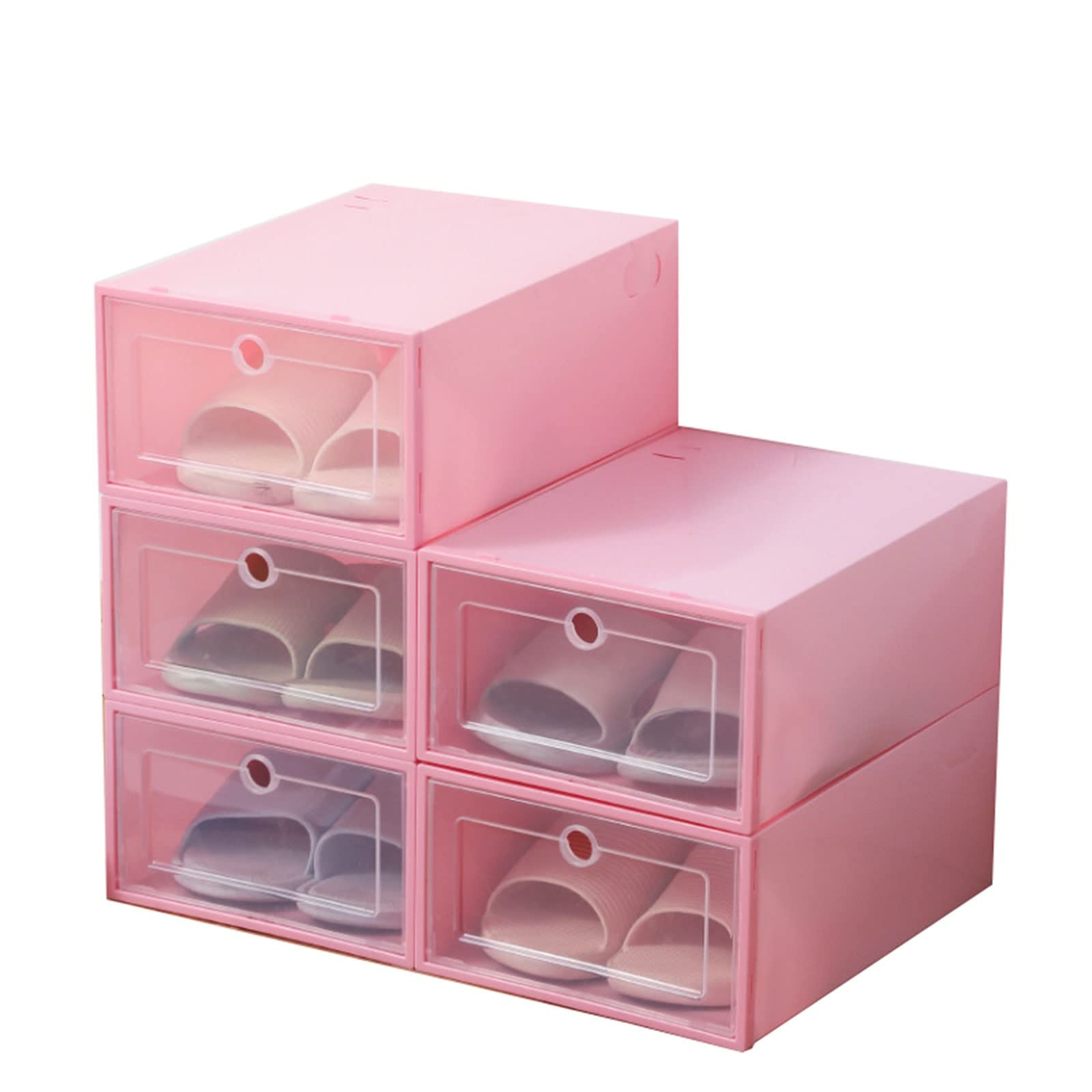 reagal Schuhboxen, Schuhkarton stapelbar stabil, Aufbewahrungsboxen für Schuhe mit transparent Tür und Belüftungslöchern,stapelbare schuhbox (Color : Light pink, Size : 48 Pieces)