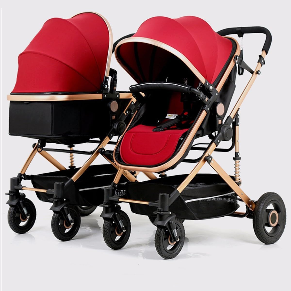 EYPKPL Poussette Double Poussette Double Pliable Confortable avec landaus à auvent et Panier de Rangement Poussette jumelle légère pour bébé