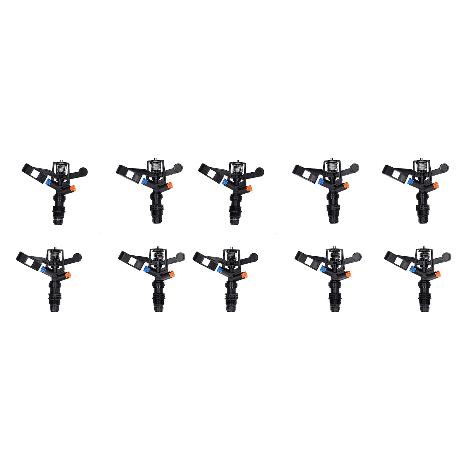 Aspersor de jardín, 10 aspersores de césped giratorios de 360 grados G1/2 con rosca macho, sistema de riego de patio para una gran cobertura de área