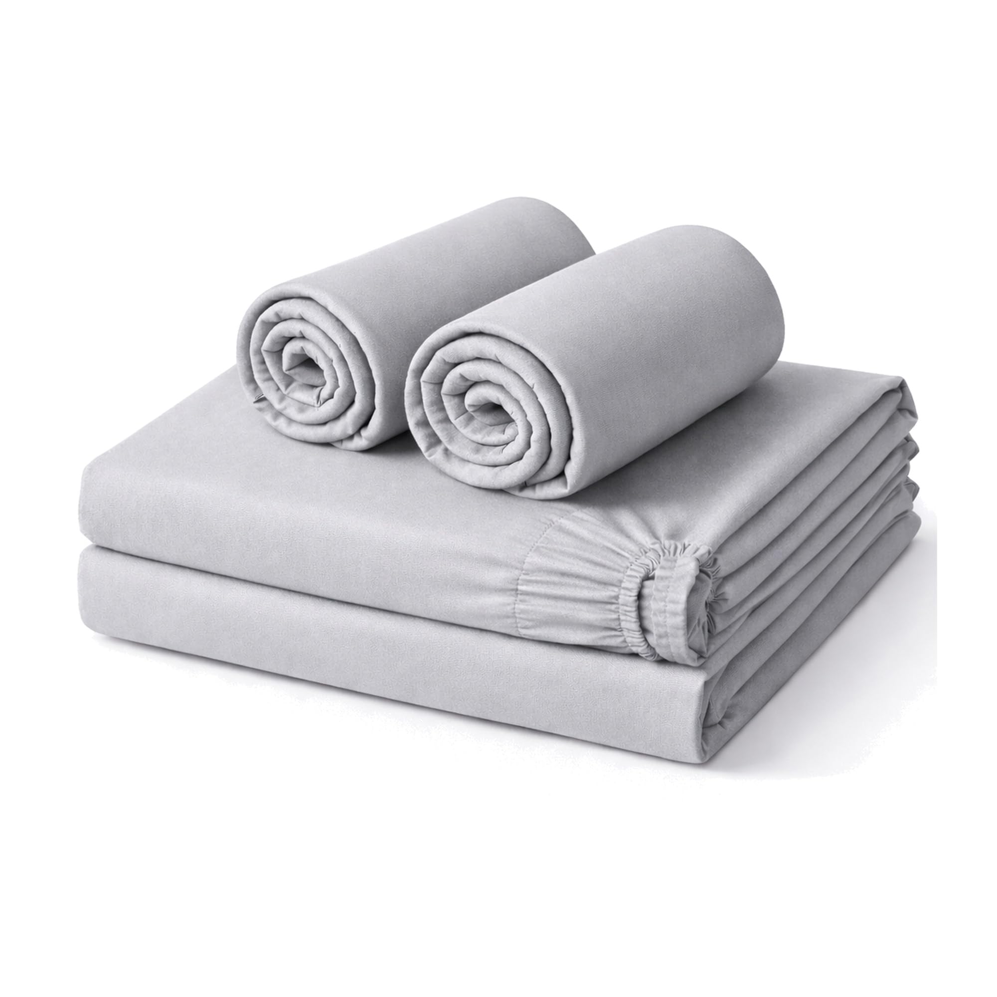 Amour Calin 4 Piece Bed Sheet Set - Easy Care Soft Brushed Microfibre Fabric - Flat Sheet, Fitted Sheet with Pair of Pillowcases - Shrinkage and Fade Resistant (Silver, Double) — image 1