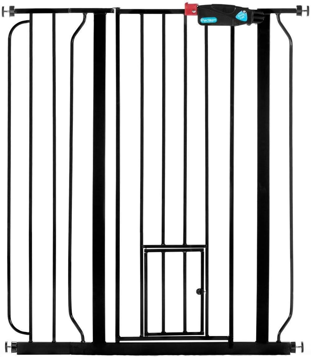 Carlson 36" Extra Tall Walk-Thru Dog Gate with Small Pet Door, Black