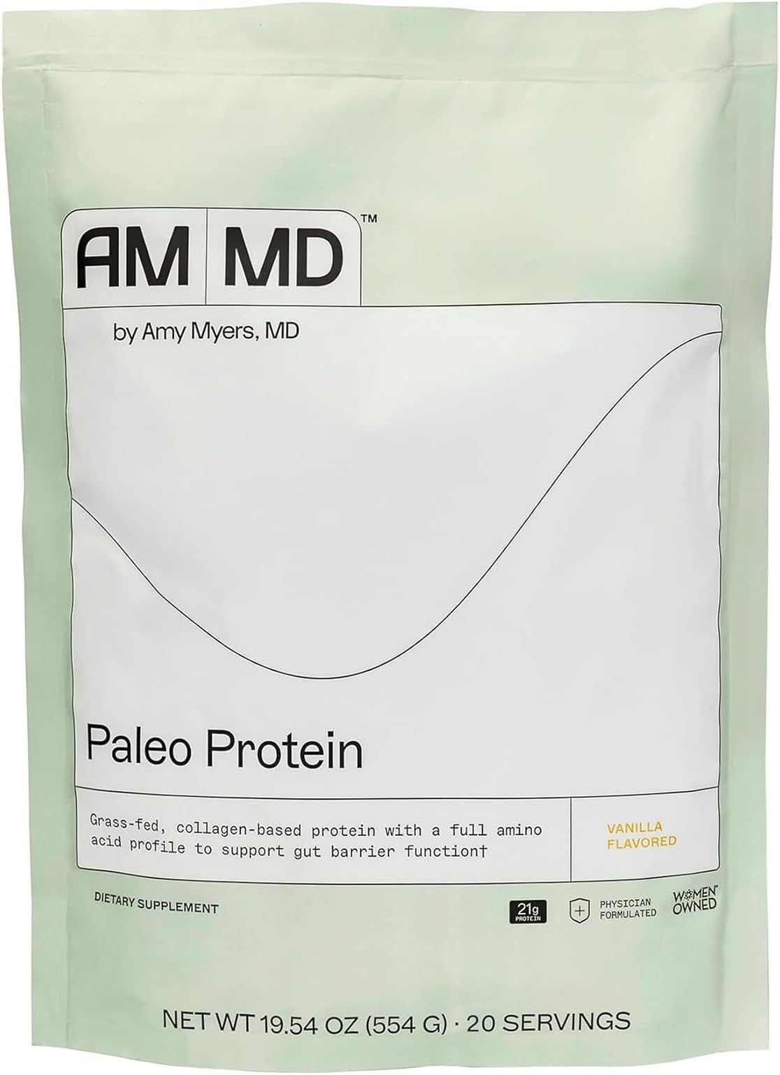 Paleo Protein Powder - with Collagen Peptides for Gut Health - Supports Hair, Skin & Nails - Non-GMO, Gluten-Free, Non-Dairy & More - Vanilla Bean - 19.54 oz (20 Servings)