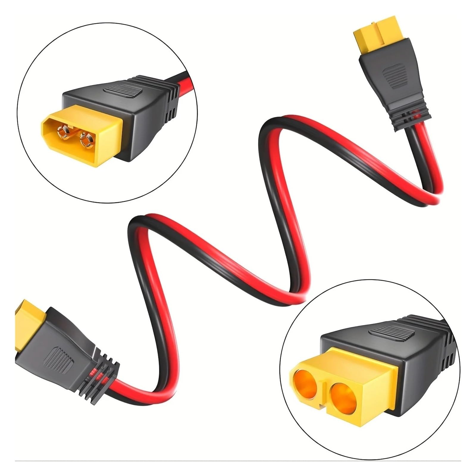 Wtyczka i gniazda z kablem XT60 przedłużacz z męską głowicą i kobiecą głowicą, 12 AWG, fotowoltaiczny kabel do generowania prądu RV (3 m)