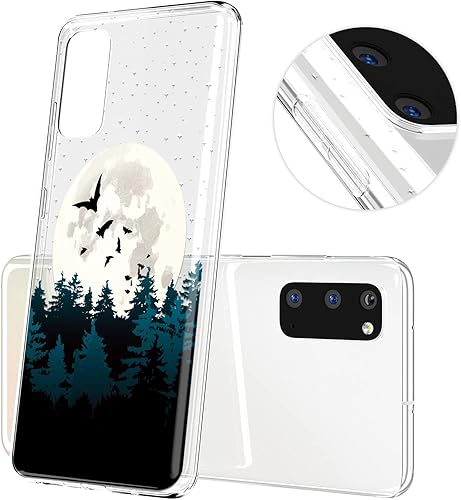 Miniatura 6 de Cavka Funda para teléfono compatible con Samsung Galaxy A73 A72 5G A71 A70 A52 A42 A32 A20s A11 A02 Luna Llena Transparente Naturaleza Celular
