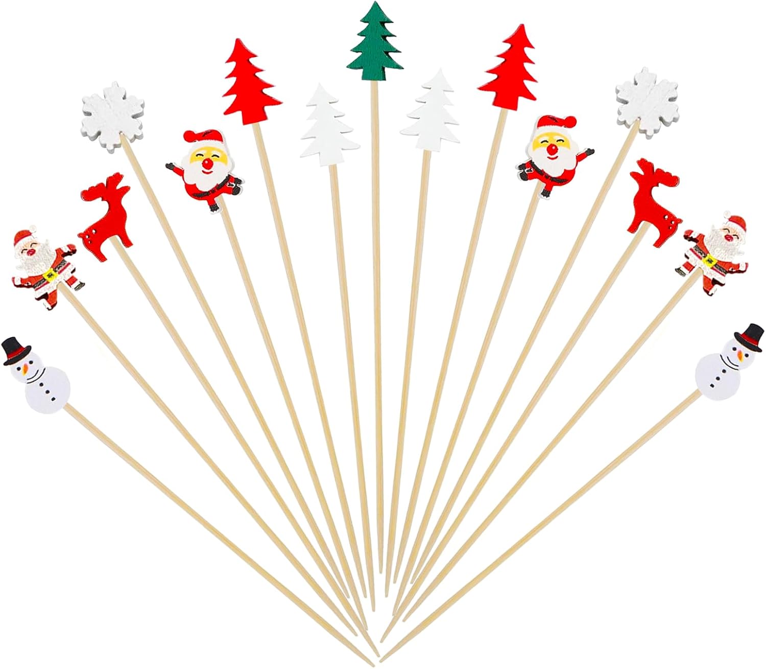 100PCS Christmas Cocktail Picks Assorted Handmade