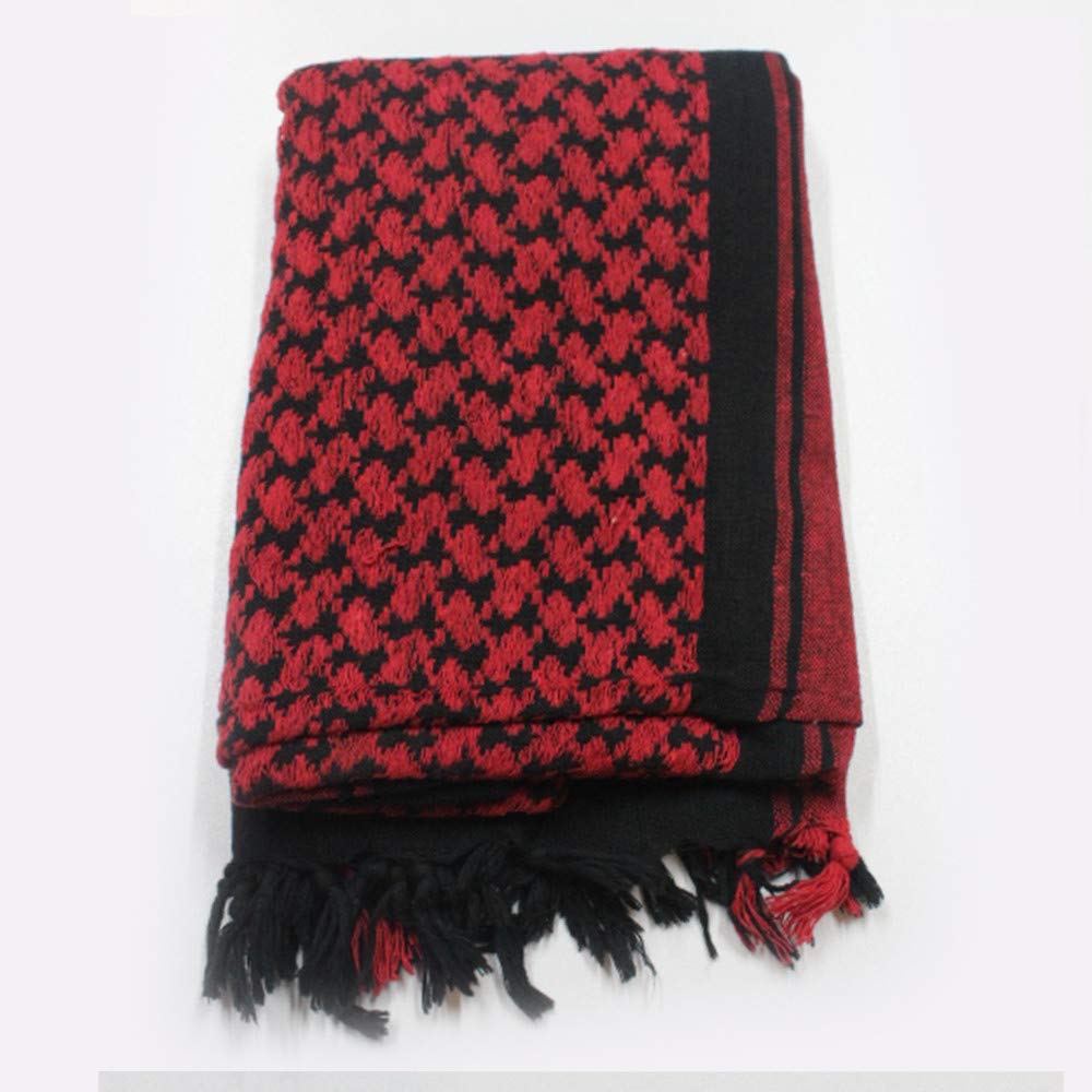Clara Leather Jackets Cotton Shemagh Tactical Military Scarf Palestine Scarf for Men & Women (Black & Red)