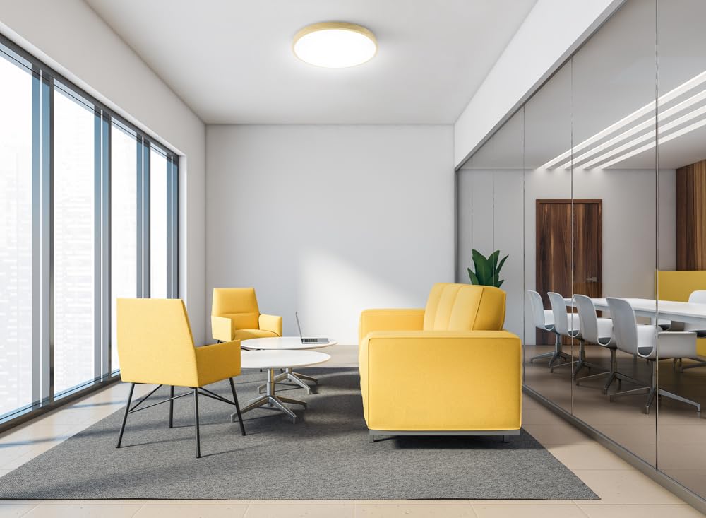 Garza - Plafón LED Techo con Control Remoto, 24 W 2500 lm, Intensidad y Temperatura de Color Regulables 2700K-6500K, Impermeable IP44, Temporizador de Apagado, Redondo 295 x 65 mm, Madera