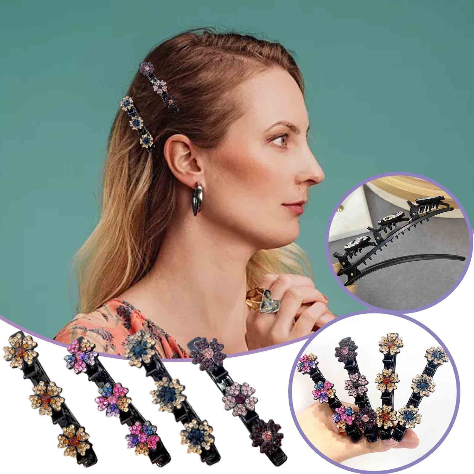 8 Stück Funkelnde Haarspangen Mit Strass – Doppelschicht, Ca. 9 Cm, Mehrfarbig, Aus Kunststoff