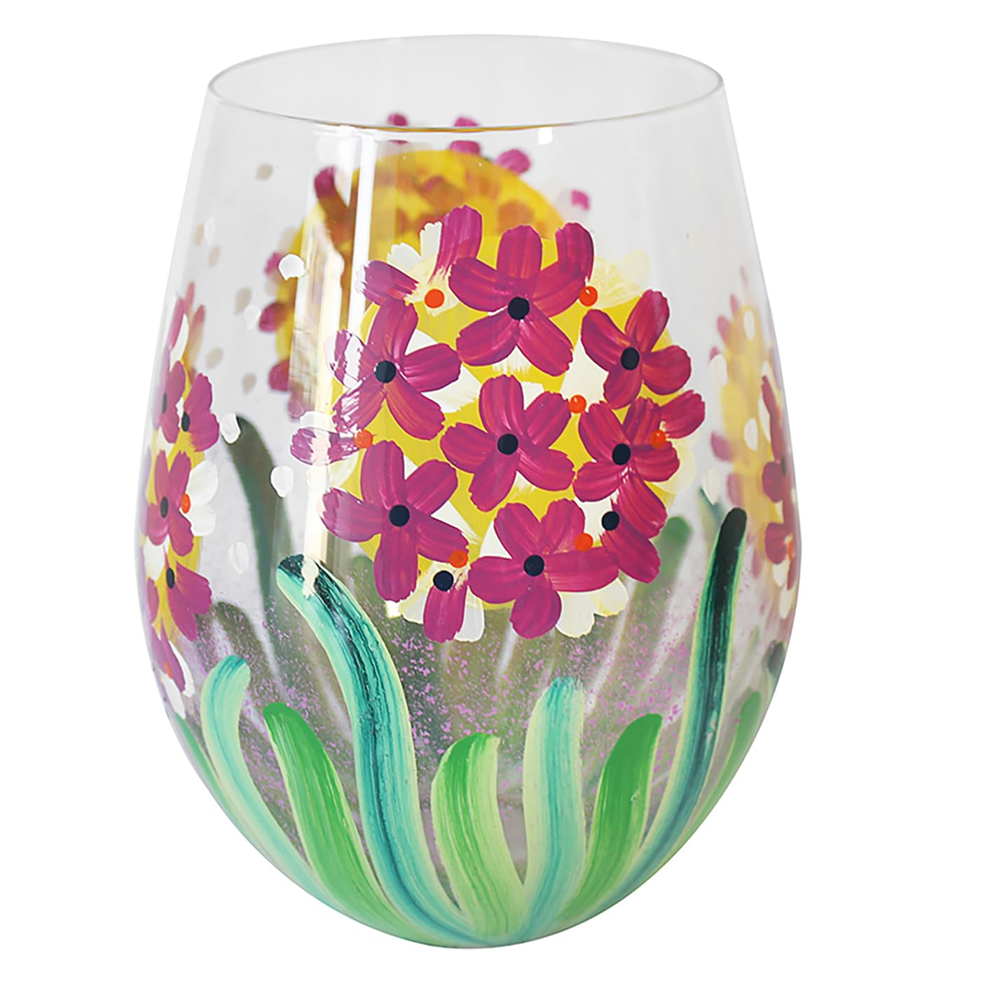Lesser & Pavey Pink Hydrangea Stemless Glass | Lovely Gift for Women & Men | Designed By Lynsey Johnstone | Luxury Wine Glass for Every Occasions