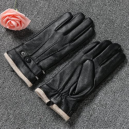 Acdyion Herren Winter Lederhandschuhe Touchscreen geeignet Wollfutter Handschuhe aus Echtleder, Schwarz, (L)