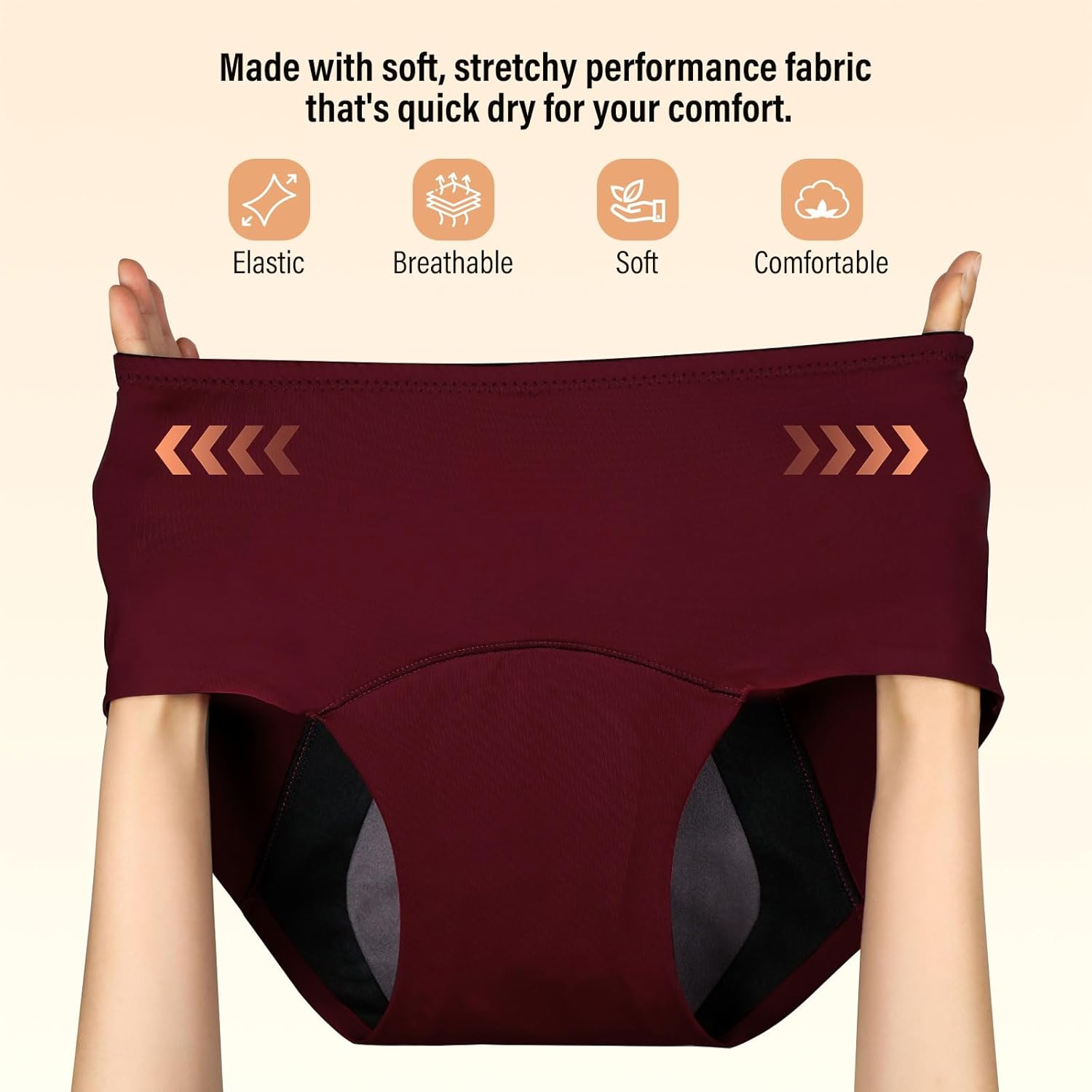 Carer 2 Pack Washable Incontinence Underwear for Women 150ml Absorbency Reusable Leakproof Womens Incontinence Panties for Incontinence Bladder Leak Wine Red S