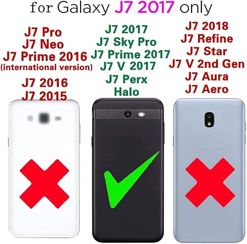 Miniatura 2 de Asuwish Funda de teléfono para Samsung Galaxy J7 Prime 2017 J 7 Skypro Sky Pro J7V V S727VL Halo 7J Perx J7prime Funda tipo cartera y protector de