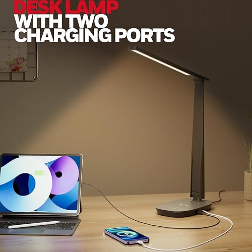 Miniatura 4 de Honeywell Lámpara de escritorio LED - HWT-H2 Sunturalux Luz de escritorio plegable con puerto de carga dual USB A+C 4 modos de color Lámpara de mesa