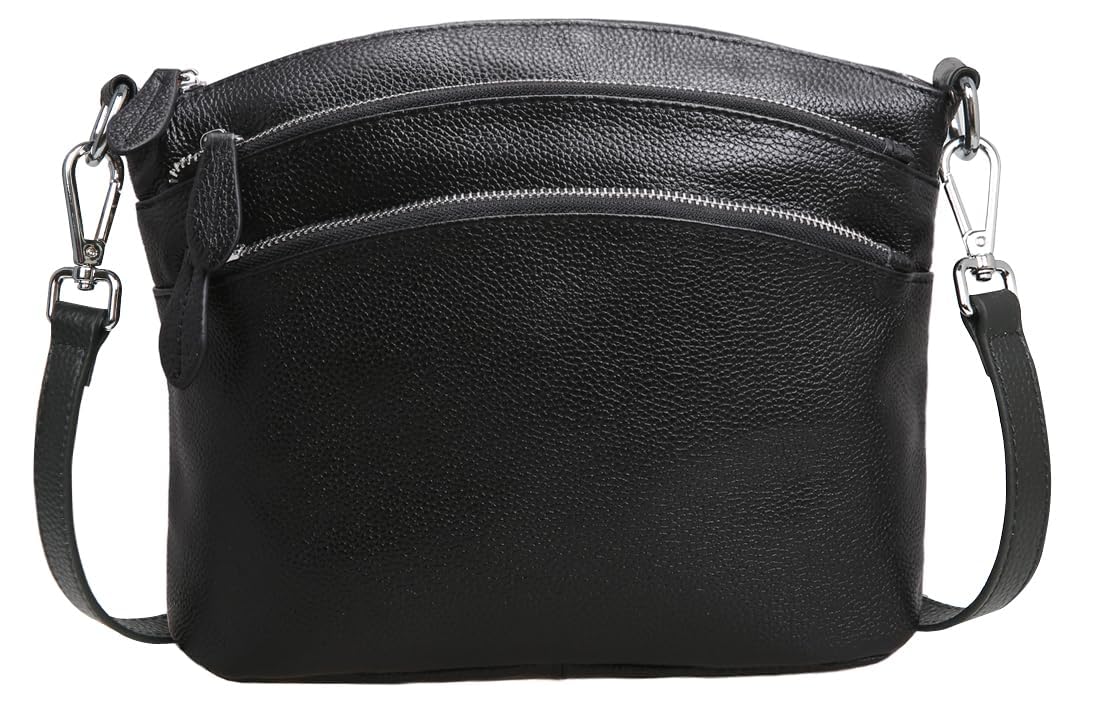 HESHE Leather Crossbody Bags Purses for Women Small Functional Multi Pocket Cross Body Purses Shoulder Satchel Handbags