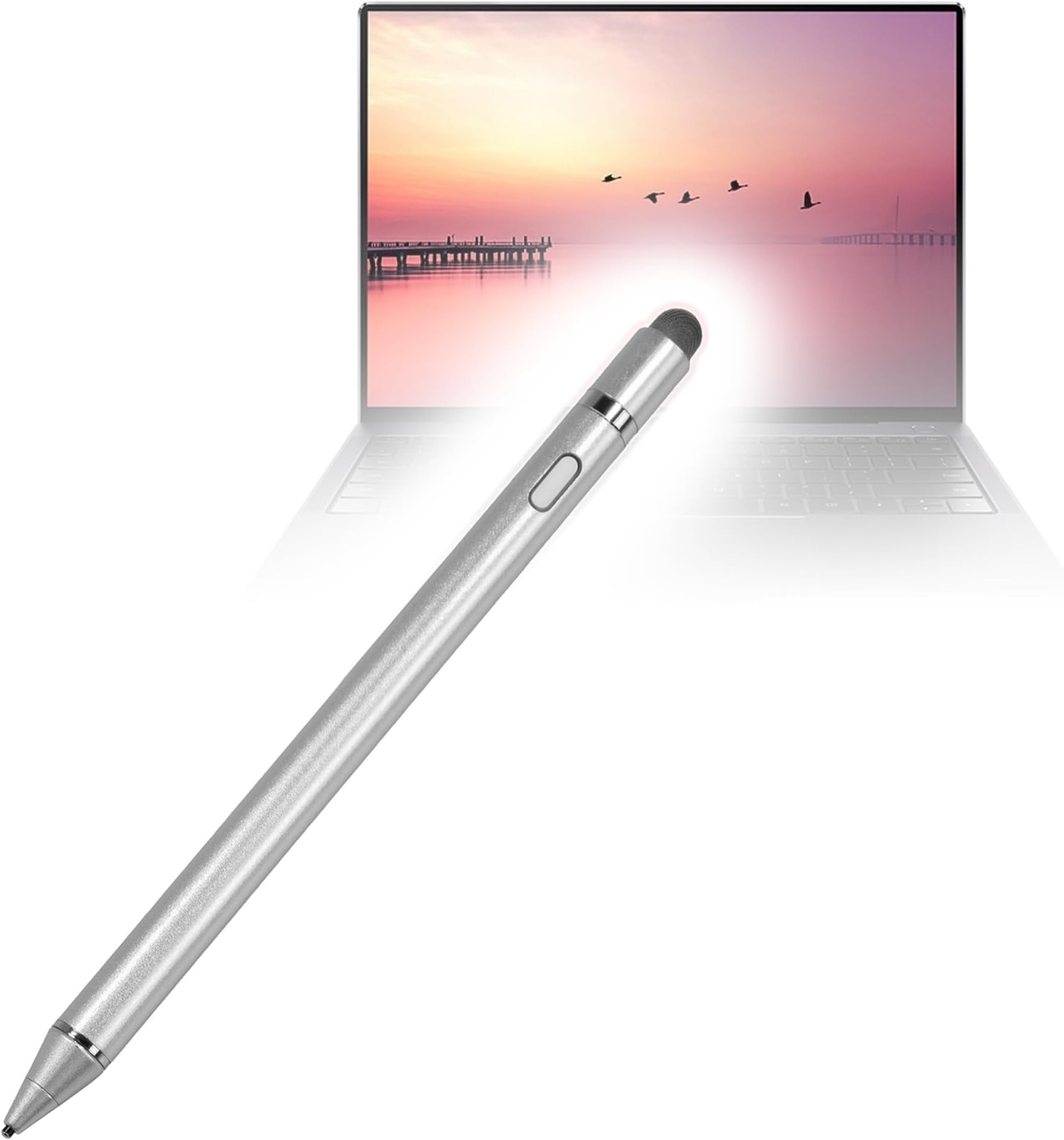 Stylus Pen Compatible with Huawei MateBook X Pro - AccuPoint Active Stylus, Electronic Stylus with Ultra Fine Tip - Metallic Silver
