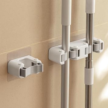 Broom Holder Wall Mount Self Adhesive, No-Drill Mop Grip Organizer for Home