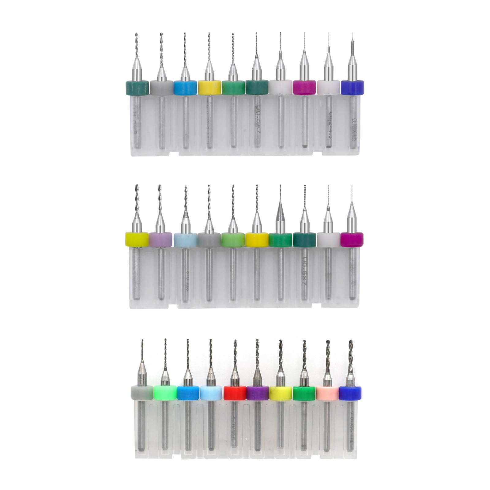 30Pcs Tungsten Carbide Micro Drill Bit Set – 3 Sets of Spiral Flute PCB CNC Router Bits for Circuit Boards, Jewelry, Amber, and Stone Engraving – 0.1–